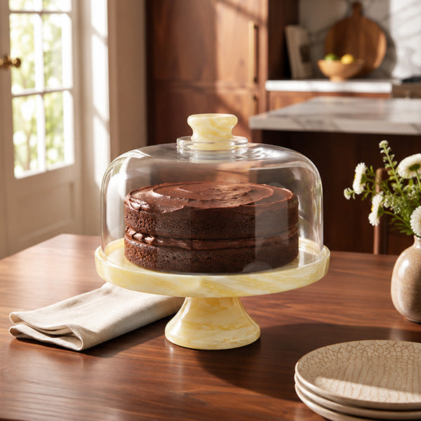 Footed Cake Plate Dome , Yellow - غطاء قاعدة كيك , أصفر