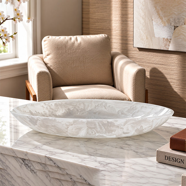 Large Oval Platter , White - طبق تقديم بيضاوي كبير، أبيض