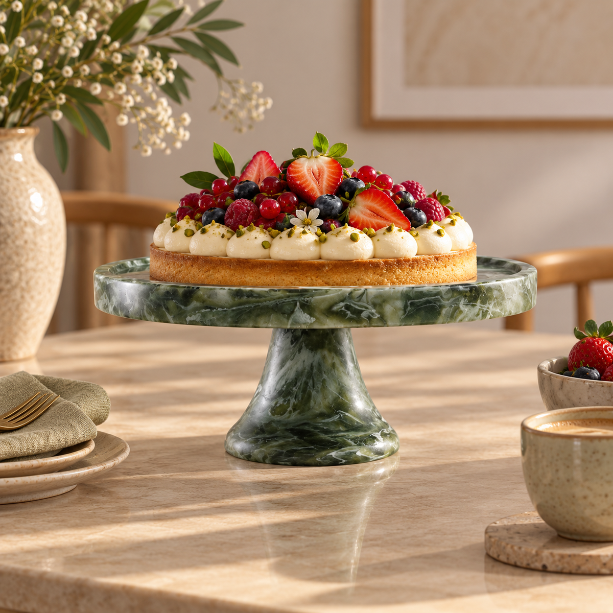 Large Cake Plate Large, Forest - ستاند كيك كبير أخضر