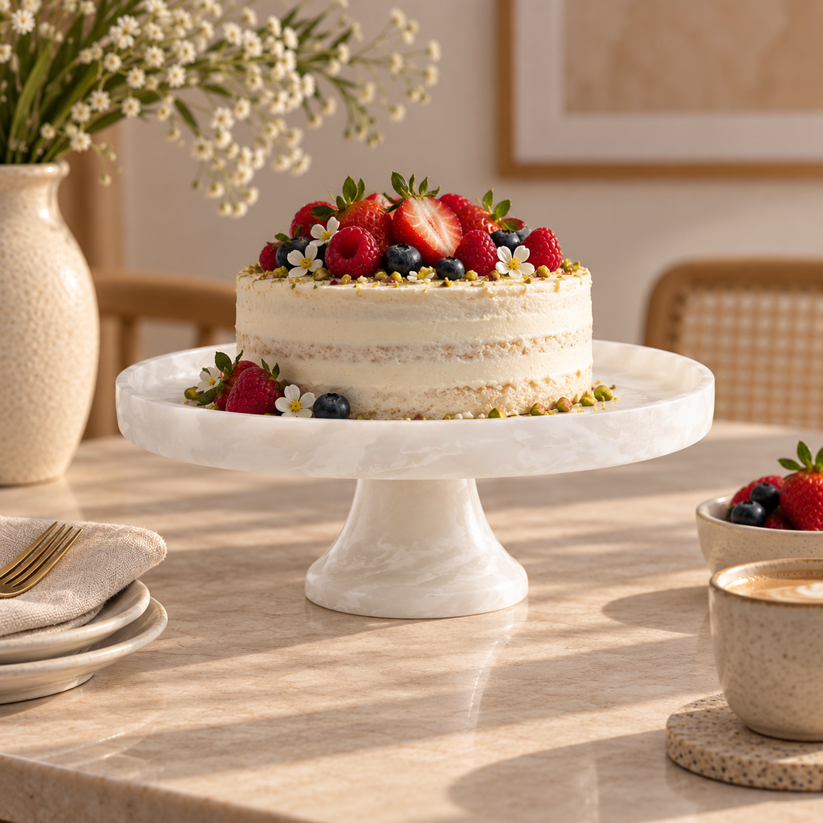 FOOTED CAKE STAND LARGE 32 x 11 CM WHITE - 32x11 CM ستاند كيك كبير أبيض