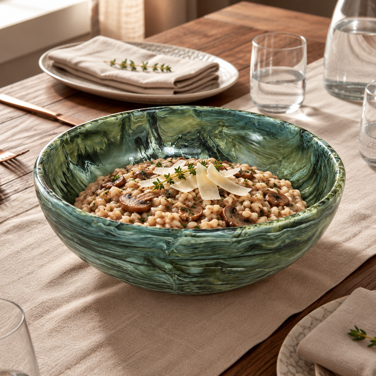 Medium Wave Bowl, Forest - وعاء مموج وسط , أخضر