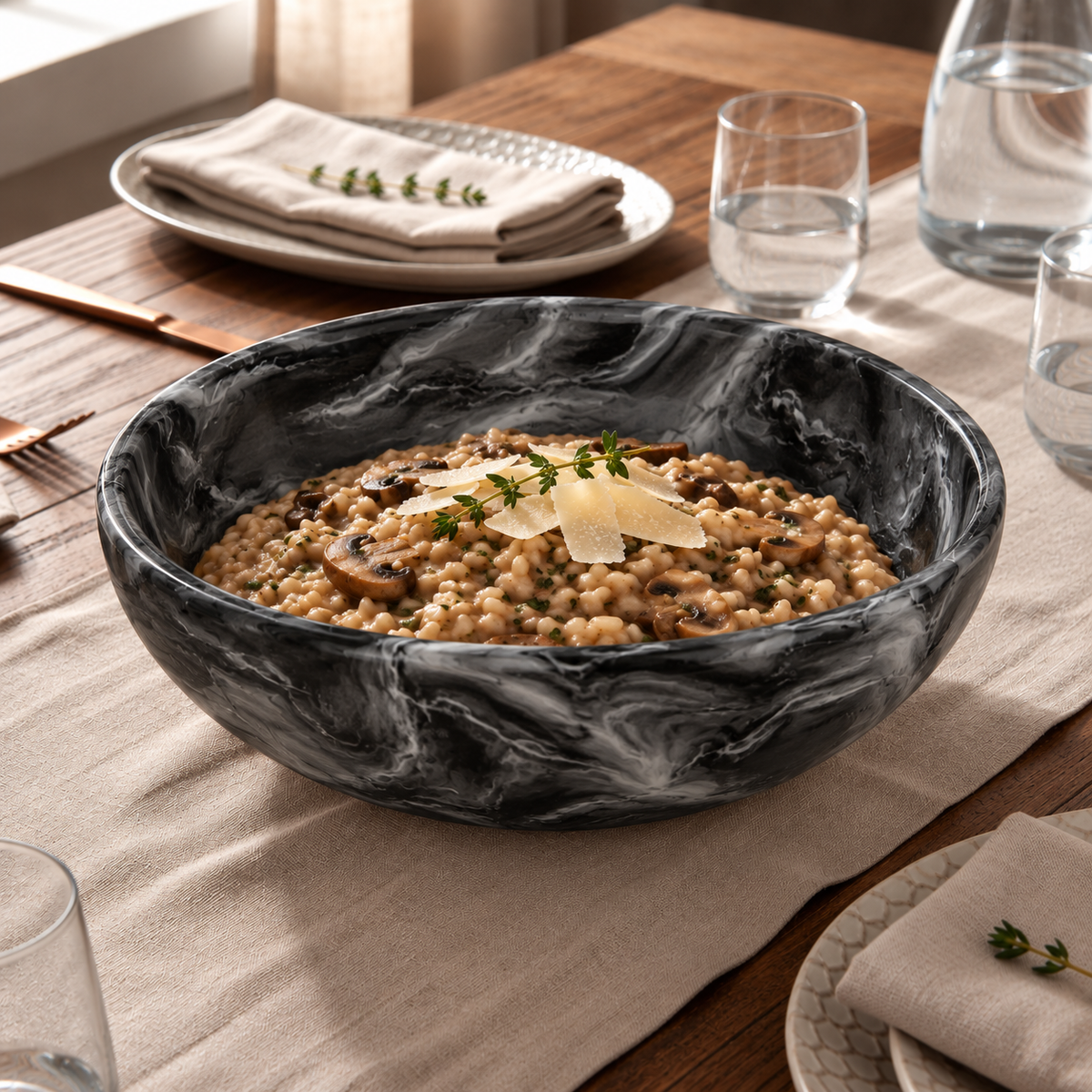 Medium Wave Bowl , Black -  وعاء مموج وسط , أسود