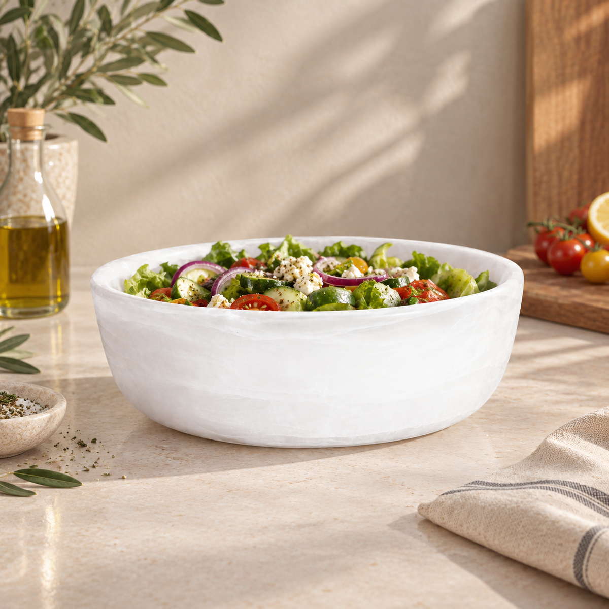 Medium Round Bowl ,White -  وعاء دائري متوسط - أبيض
