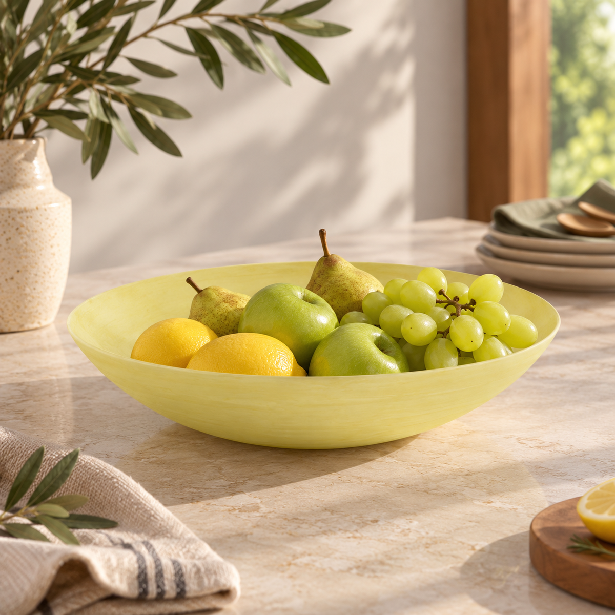 Large Resin Everyday Bowl, Yellow - وعاء ريزن كبير , أصفر