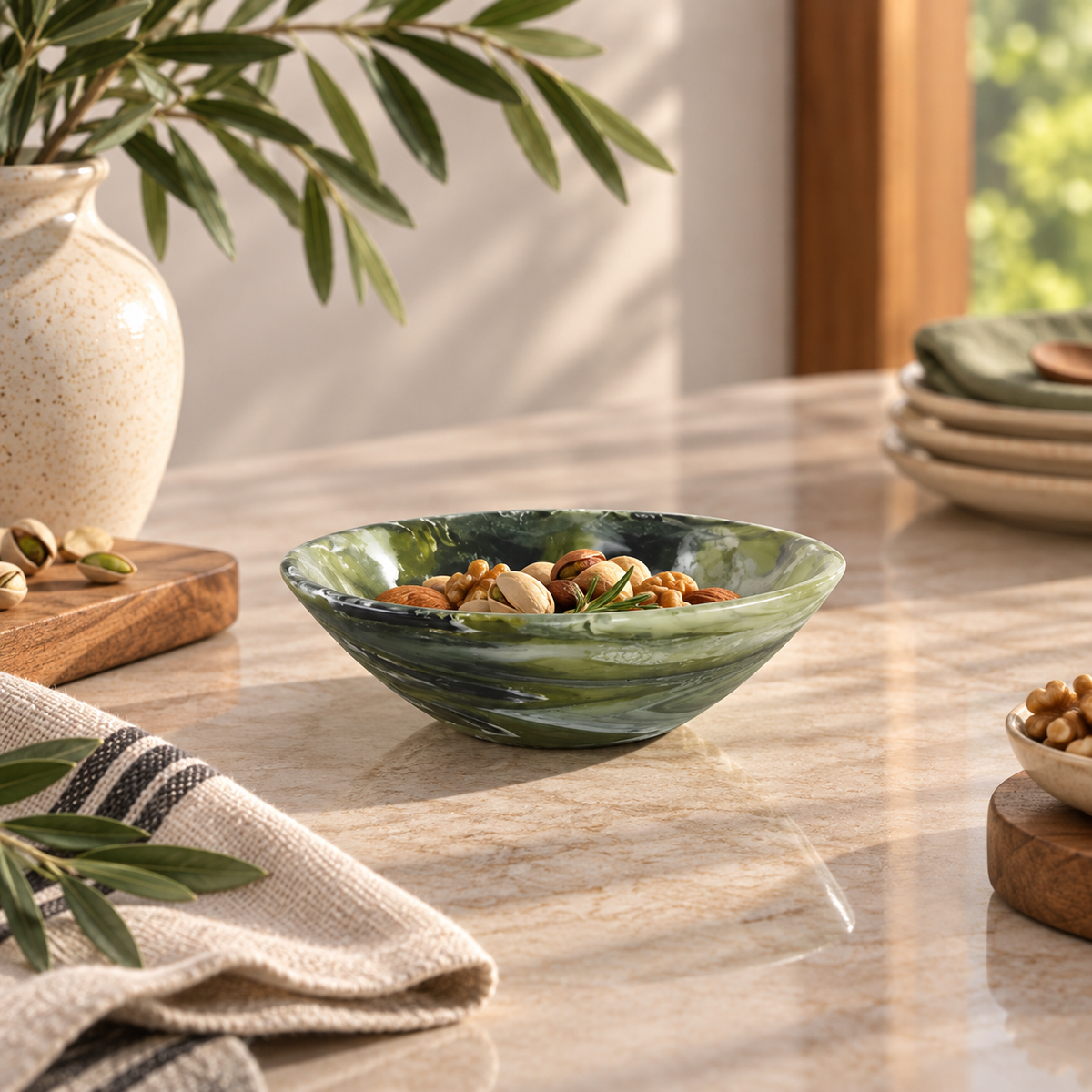 Small Resin Everyday Bowl, Forest - وعاء ريزن صغير , أخضر