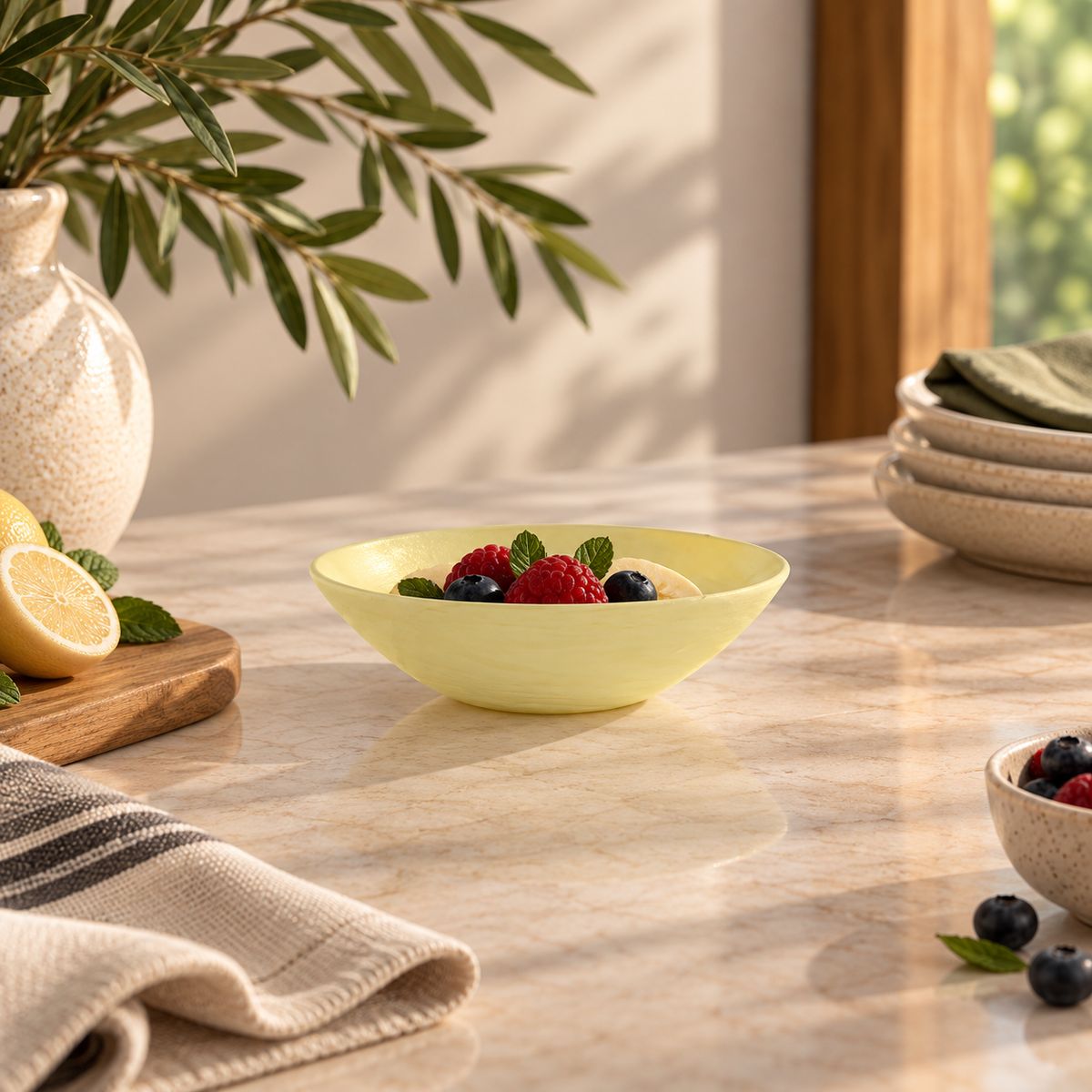 Small Resin Everyday Bowl, Yellow - وعاء ريزن صغير , أصفر