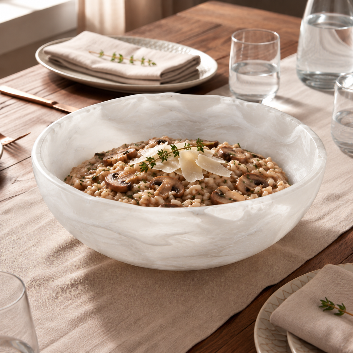 WAVE BOWL MEDIUM 29.5 x 11 CM WHITE - وعاء ريزن حجم وسط 29.5x11سم, لون أبيض