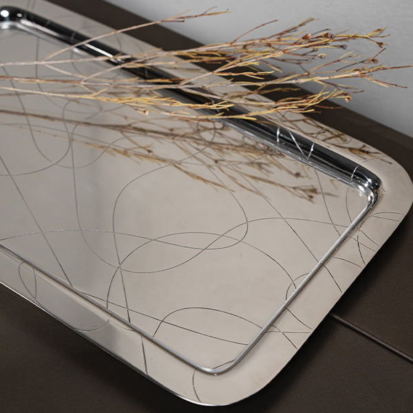 Abstract Rect Tray WITH ACRYLIC INSERET (41.5X24) cm - صينيه مستطيله مع قاعده اكريلك للحمايه (41.5×24) سم