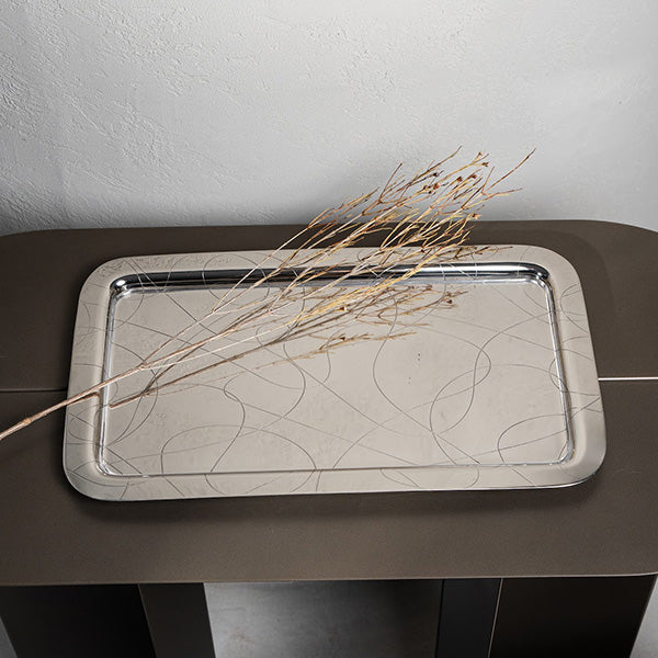 Abstract Rect Tray WITH ACRYLIC INSERET (41.5X24) cm - صينيه مستطيله مع قاعده اكريلك للحمايه (41.5×24) سم