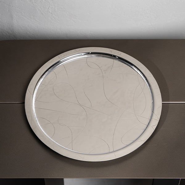 Abstract Round Tray WITH ACRYLIC INSERET (28X28) cm -صينية دائريه مع قاعده اكريلك للحمايه (28 × 28) سم