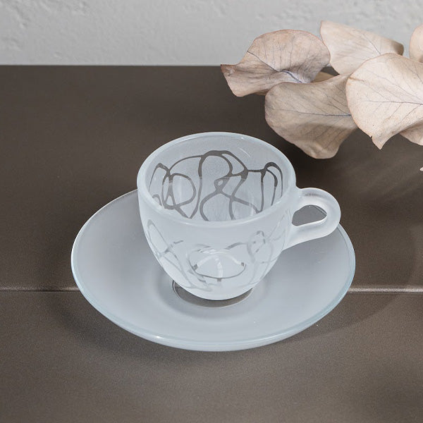 Abstract Espresso Cup , Matt Saucer - طقم اكواب إسبرسو مع صحن غير لامع بنقش Abstract