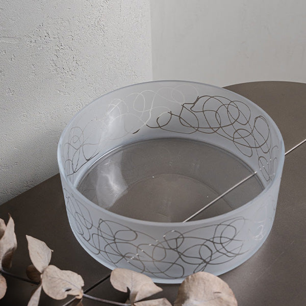 Abstract Large Bowl Glazed Satin 25 cm  - وعاء كبير بنقش Abstract 25 سم