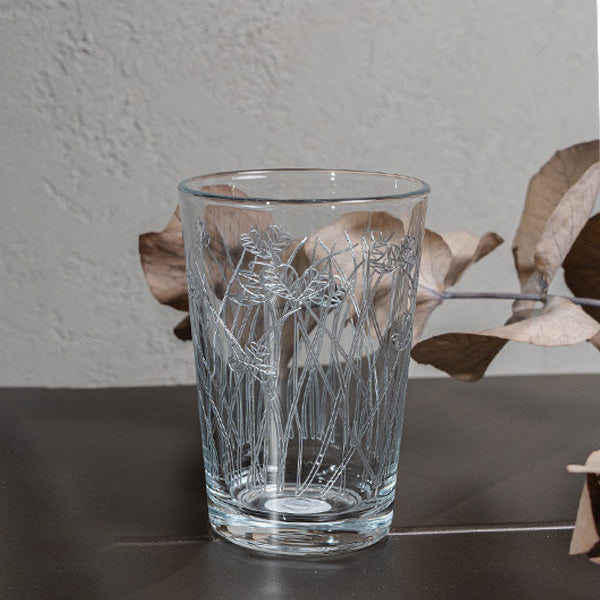 Silver Flying Botanical flower  Drinking Glass Set -طقم اكواب بنقشة نباتية فضي