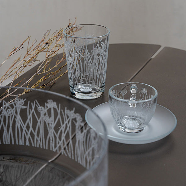 White Flying Botanical flower  Drinking Glass Set -طقم اكواب بنقشة نباتية أبيض