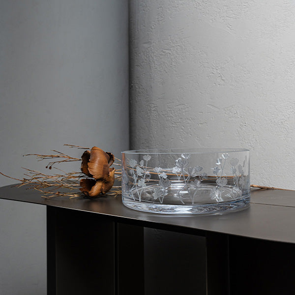 Silver Botanica Bowl Glazed Satin 20 cm  - وعاء تقديم  بنقشة نباتية فضي 20 سم