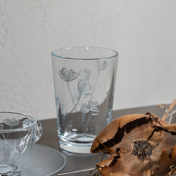 Silver Botanical  Drinking Glass Set - طقم اكواب بنقشة نباتية فضي