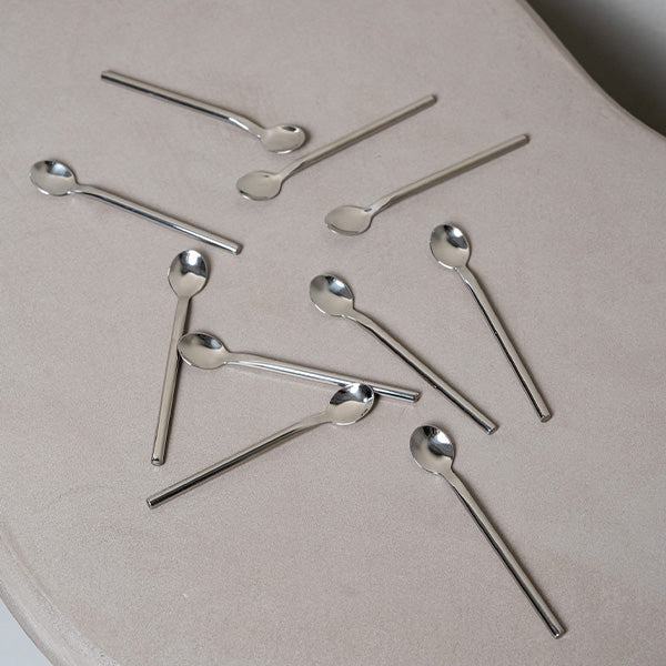 10 pcs Spoon Round Handle - طقم 10 ملاعق بمقبض دائري silver Botanical