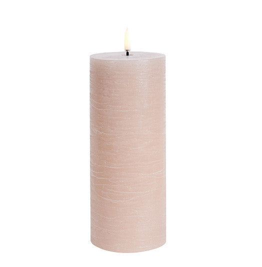 Pillar LED Candle 7.8x20cm, Beige Rustic Color - شمعة LED مضيئة 20x7.8 سم, لون بيج