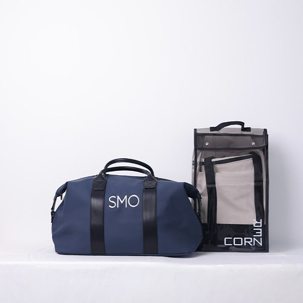 LARGE NAVY - DUFFLE BAG - BLACK HANDLE  79x26.5x36cm  -  79x26.5x36cm حقيبة كتف كبيرة باللون الكحلي - مقبض أسود