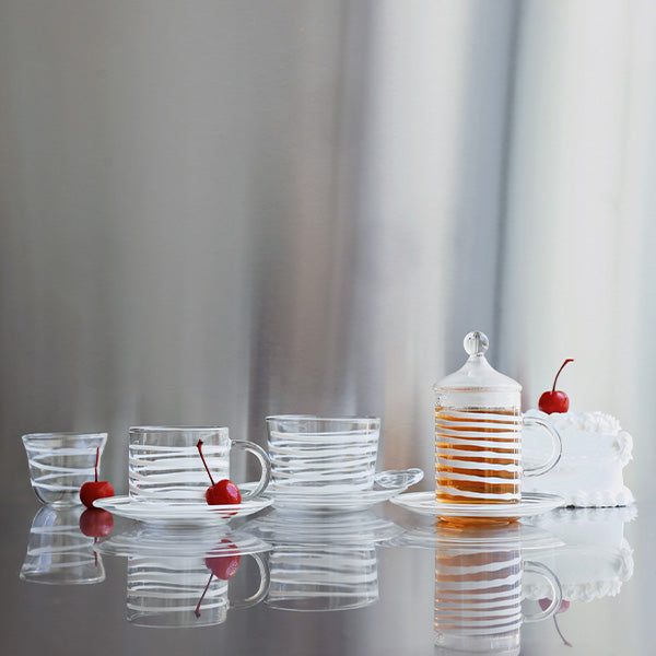 6 PC ICE CREAM CUP WITH SAUCE AND SPOON WHITE STRP 6 PCS 12x6.5 CM - 6 قطع أكواب آيس كريم مع ملعقة أبيض STRP 6 قطع 12x6.5 سم