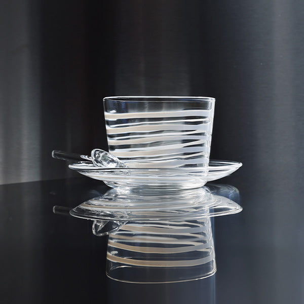 6 PC ICE CREAM CUP WITH SAUCE AND SPOON WHITE STRP 6 PCS 12x6.5 CM - 6 قطع أكواب آيس كريم مع ملعقة أبيض STRP 6 قطع 12x6.5 سم