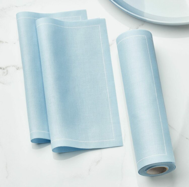 Foggy blue Placemat 48x32 100% Cotton,Rolls 12 - رول مفارش أطباق قطنية، 48 × 32 سم، أزرق