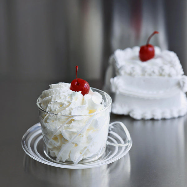 6 PC ICE CREAM CUP WITH SAUCE AND SPOON WHITE STRP 6 PCS 12x6.5 CM - 6 قطع أكواب آيس كريم مع ملعقة أبيض STRP 6 قطع 12x6.5 سم