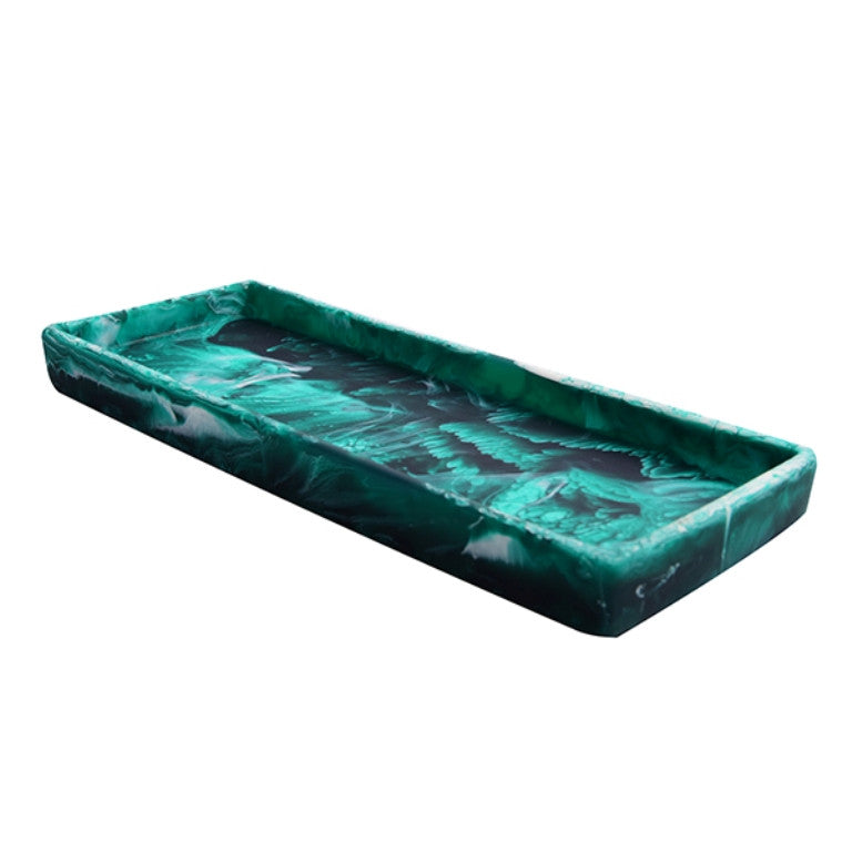 Resin Rectangular Tray 30x12x2.5cm, Emerald Color - صينية ريزن مستطيلة 30x12x2.5سم, لون زمردي