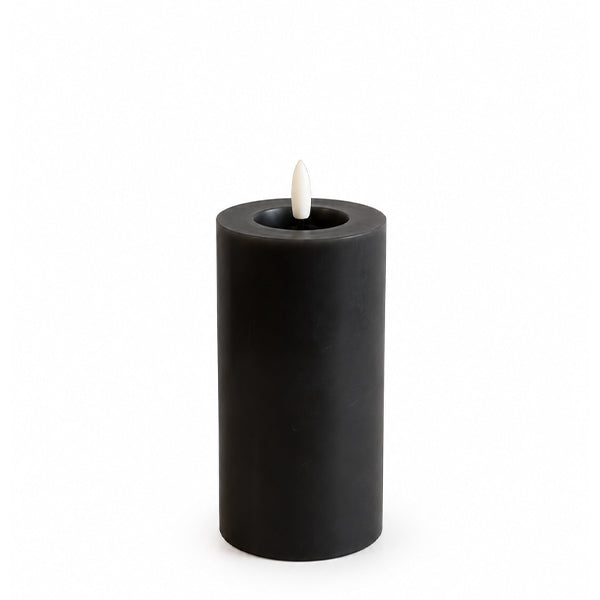 MM LED pillar candle, Silk, Melted, Charcoal, 74x150 mm - MM شمعة عمودية LED، حرير، ذائب، فحمي، 74x150 ملم