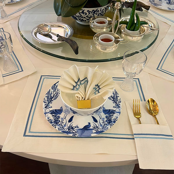 Luca Navy Blue/White Placemats – Set of 3 - طقم مفارش طاولة لوكا كحلي/أبيض – 3 قطع