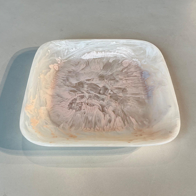 Large Resin Square Tray 33x33x3.5cm, Blush  Color - طبق تقديم مربع , لون بيج