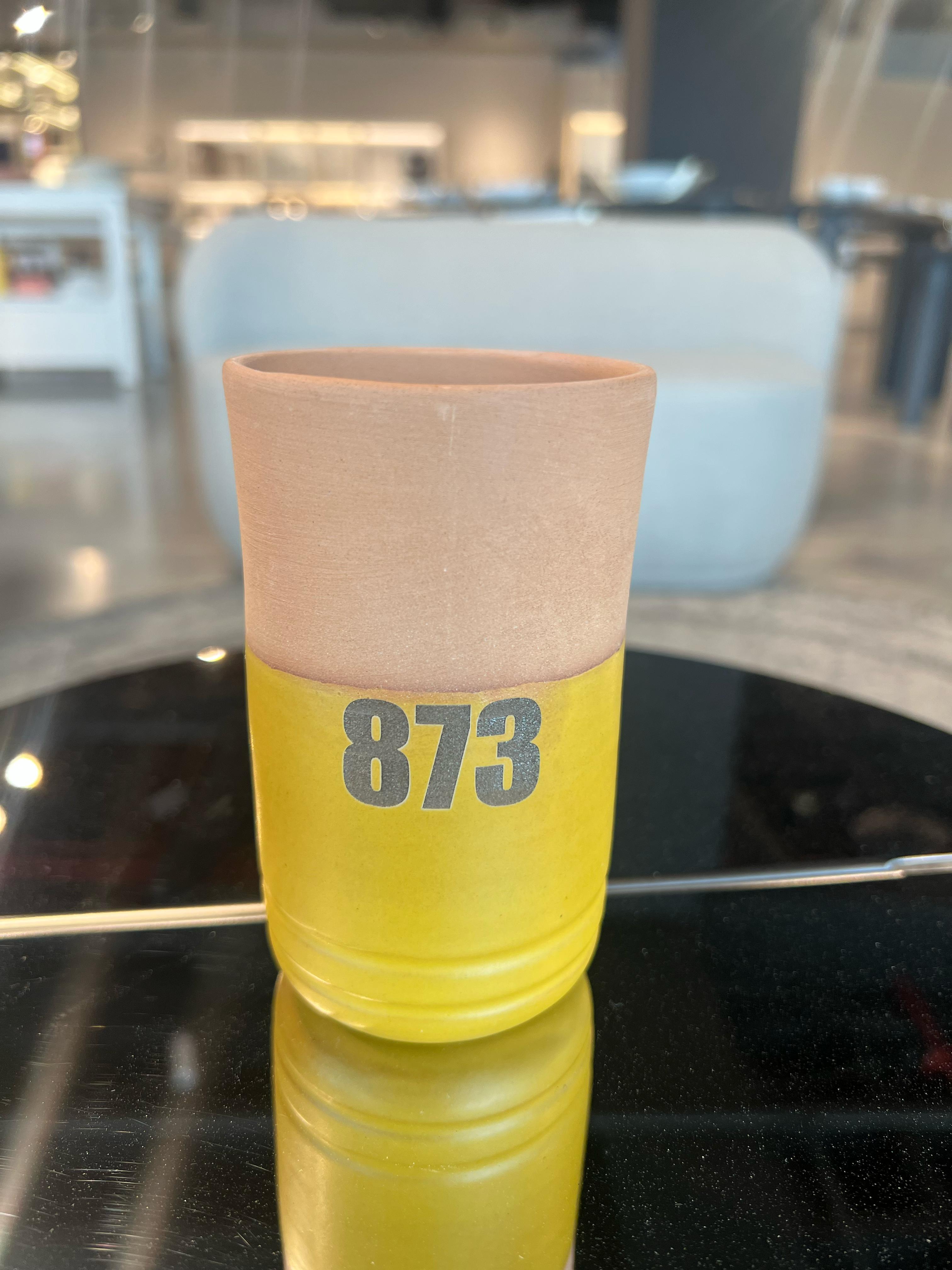 MEN TEEN  WATER DRINKING POT , Yellow- كوب من الفخار - أصفر