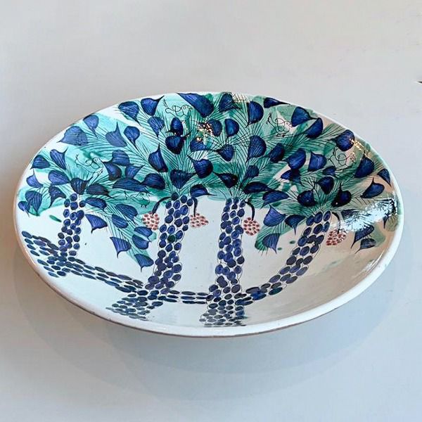 large serving blue leaves plate - طبق تقديم كبير بأوراق الشجر الزرقاء
