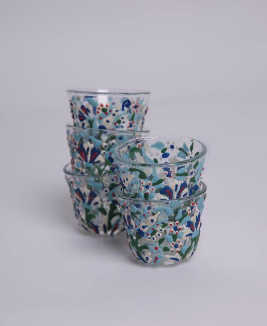 Blue Coffee Cups Set of 6 PCS - طقم فناجين قهوة أزرق مكون من 6 قطع