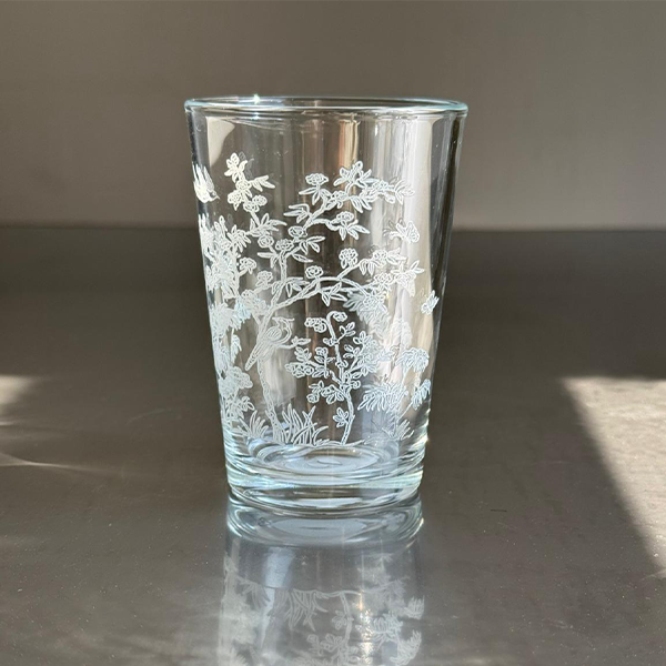 White Forest Drinking Glass Set - طقم اكواب بنقش الطائر والغصن أبيض