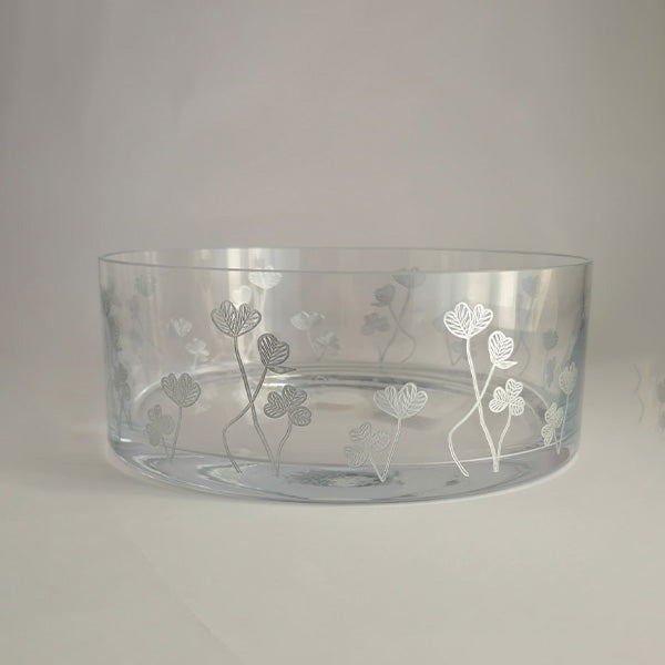 Silver Botanica Bowl Glazed Satin 20 cm  - وعاء تقديم  بنقشة نباتية فضي 20 سم