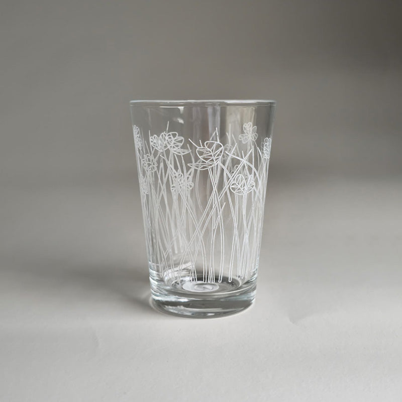 White Flying Botanical flower  Drinking Glass Set -طقم اكواب بنقشة نباتية أبيض