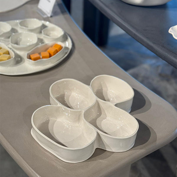 Attached Platter OFFWHITE  -  طبق تقديم مقسم اوف وايت