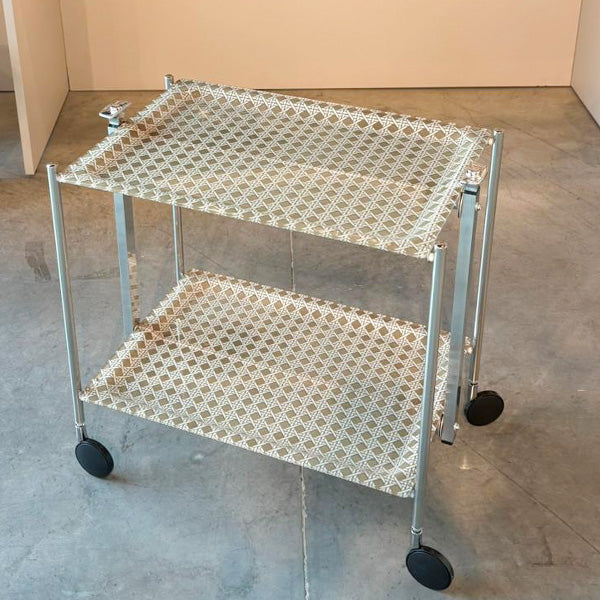 Trolley Chrome Décor Cannage Beige - عربة قابلة للطي , بيج