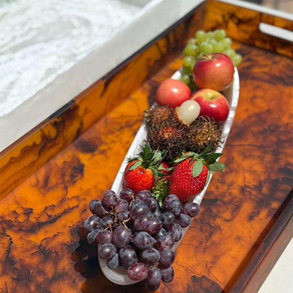 Turtoise ,Large Rectangle Handled Tray - صينية كبيرة مستطيلة بمقبض, بني