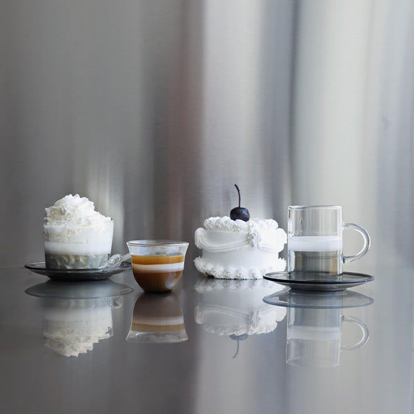 6PC Grey and White Istekana & Gahwa Set with Saucer- طقم إستكانة شاي وقهوة