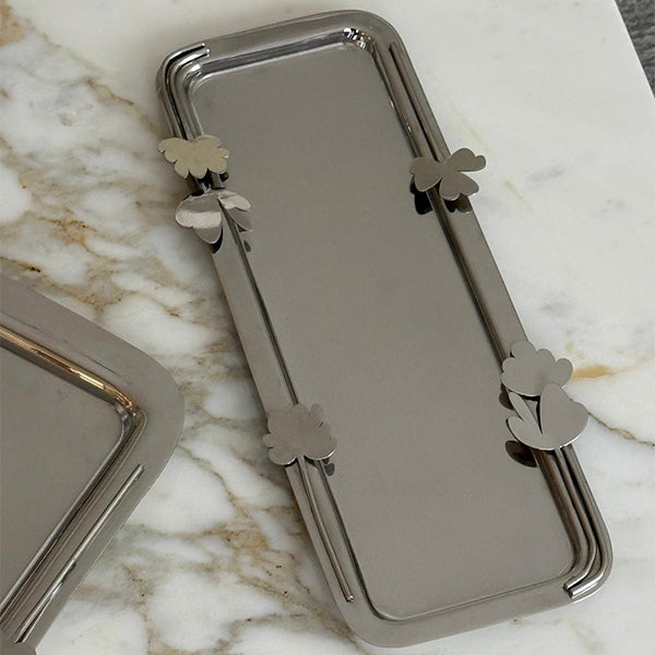 Botanical Rectangular Tray With Acrylic Insert  -صينية مستطيلة نحيفه مع قاعده اكريلك للحمايه