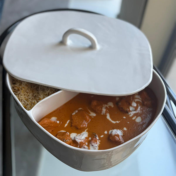 Medium Stew and Rice Dish with Lid 30x35cm WHITE - طبق يخنة وأرز بغطاء مقاس 30 × 35 سم  - أبيض