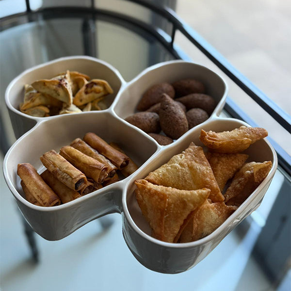 Attached Platter OFFWHITE  -  طبق تقديم مقسم اوف وايت