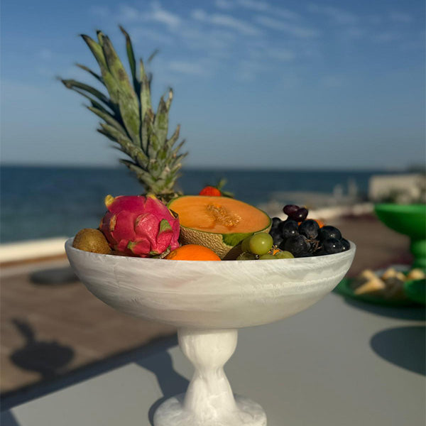 PEDESTAL BOWL WHITE 40 CM -وعاء قاعدة أبيض 40 سم