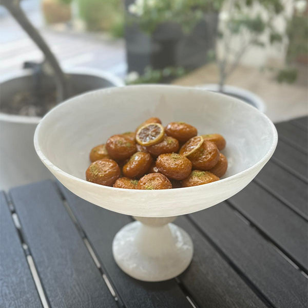 PEDESTAL BOWL WHITE 40 CM -وعاء قاعدة أبيض 40 سم