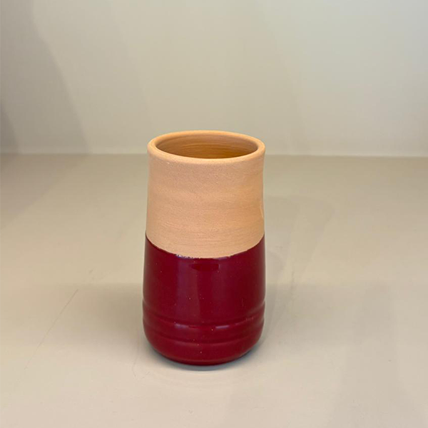 MEN TEEN  WATER DRINKING POT , Maroon - كوب من الفخار - مارون