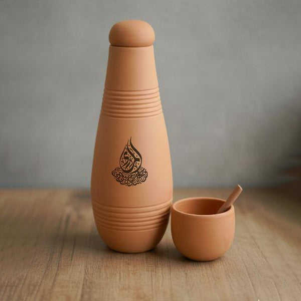 Water Drinking Pot With Cup, Islamic Geometry - فخارة تنقية المياه ,برسم اسلامي