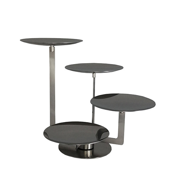 Stainless Steel Rotating Stand With 4 Rounded Plates - حامل دوار من الستانلس ستيل مع 4 أطباق مستديرة