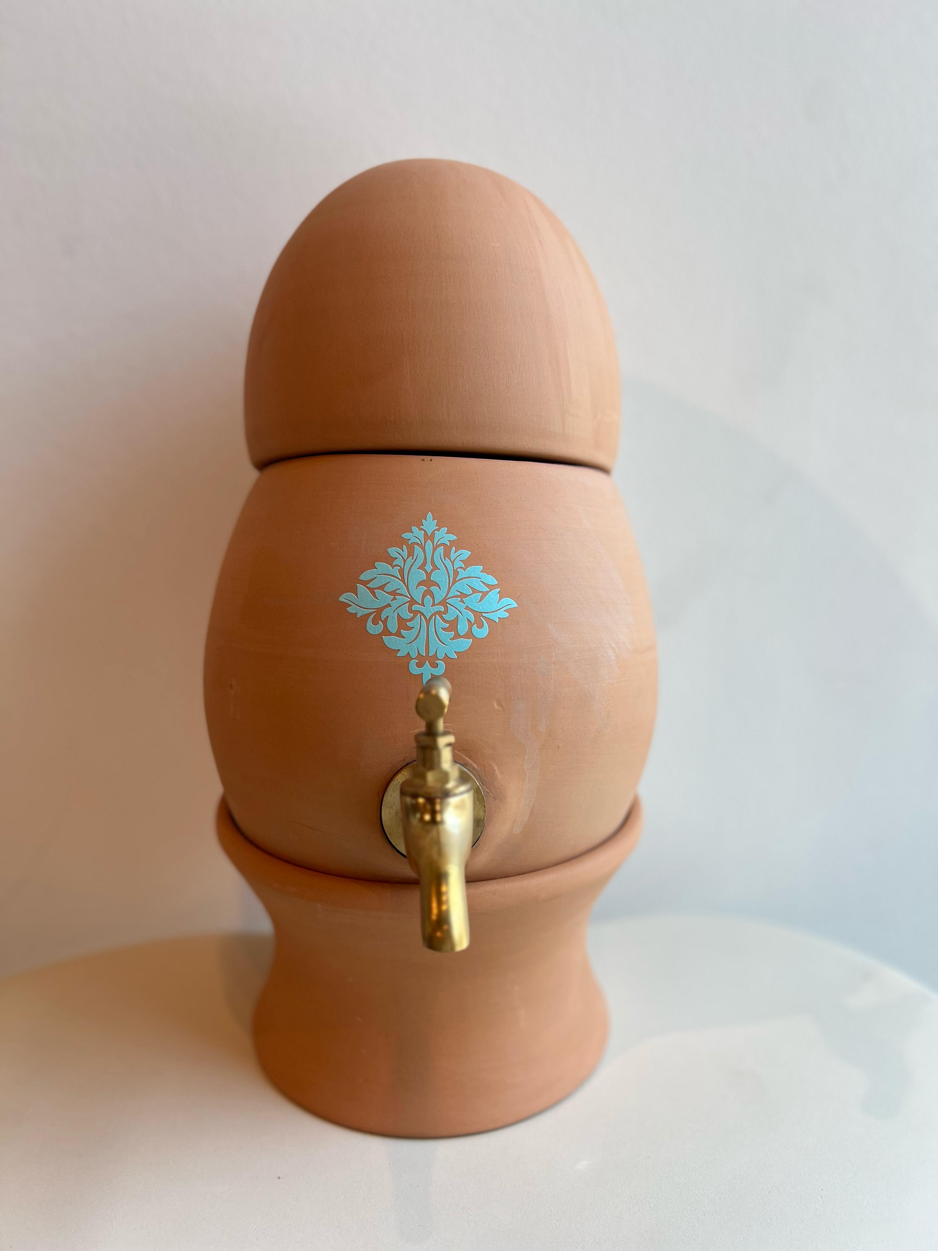 HANDCRAFTED WATER DRINKING POT - 5L , TURQUOISE -  وعاء شرب مياه مصنوع يدويًا - 5 لتر , أزرق فاتح